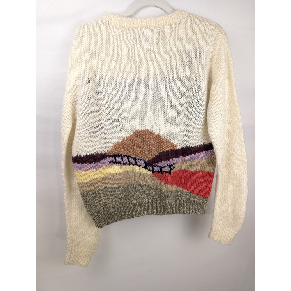 Vintage 90s Deans of Scotland Shetland Wool Sunset Sweater M Cottagecore Granny - Picture 6 of 8